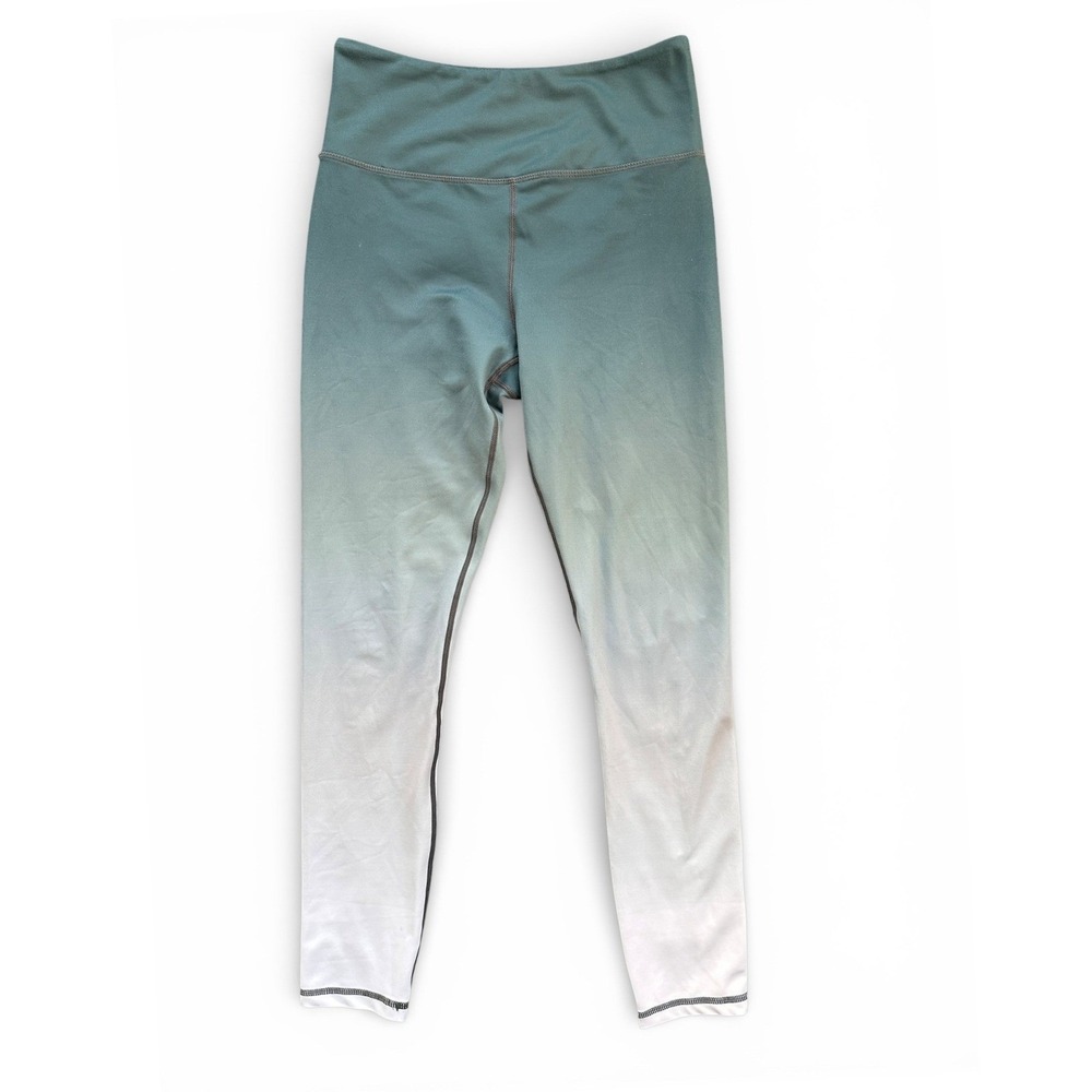Zyia‎ Active Ombre Leggings Womens Medium Teal White Excellent High Rise Workout